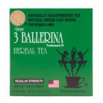 3 Ballerina regular strength herbal tea box naturally decaffeinated green leaf tea processed in the USA