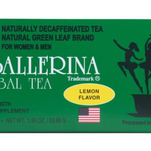 3 Ballerina lemon flavor extra strength herbal tea box naturally decaffeinated green leaf tea processed in the USA