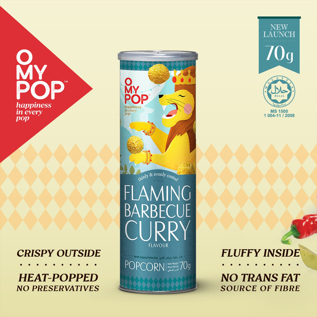 OMYPOP POPCORN - BARBECUE CURRY
